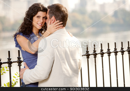 To use this stock image in your creative project, please select the size you need over to the right and click the "Add to Cart" button.
Your downloaded image will come with the Cutcaster watermark removed so don’t worry about the watermark you see on this page. Couple Hug stock photo, A couple hugging in the park - eye contact with the female by Tyler Olson