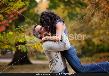 To use this stock image in your creative project, please select the size you need over to the right and click the "Add to Cart" button.
Your downloaded image will come with the Cutcaster watermark removed so don’t worry about the watermark you see on this page. Healthy Relationship stock photo, A man giving a woman a big hug in a park by Tyler Olson