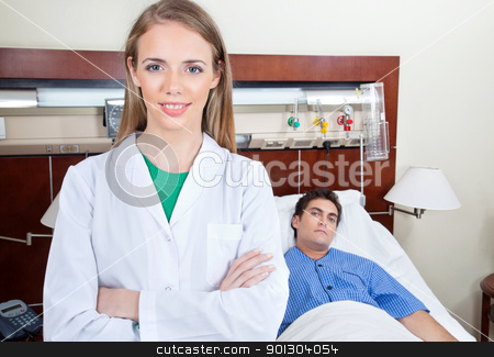 To use this stock image in your creative project, please select the size you need over to the right and click the "Add to Cart" button.
Your downloaded image will come with the Cutcaster watermark removed so don’t worry about the watermark you see on this page. Confident female doctor stock photo, Confident female doctor with patient in hospital by Tyler Olson