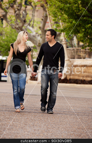 To use this stock image in your creative project, please select the size you need over to the right and click the "Add to Cart" button.
Your downloaded image will come with the Cutcaster watermark removed so don’t worry about the watermark you see on this page. City Walk Couple stock photo, A happy couple walking in the city looking at each other by Tyler Olson