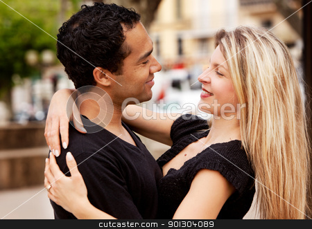 To use this stock image in your creative project, please select the size you need over to the right and click the "Add to Cart" button.
Your downloaded image will come with the Cutcaster watermark removed so don’t worry about the watermark you see on this page. Happy European Couple stock photo, A happy couple holding and looking at eachother. by Tyler Olson