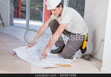To use this stock image in your creative project, please select the size you need over to the right and click the "Add to Cart" button.
Your downloaded image will come with the Cutcaster watermark removed so don’t worry about the watermark you see on this page. Man pointing at blueprint stock photo, Young man pointing finger at blueprint by Tyler Olson