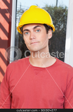 To use this stock image in your creative project, please select the size you need over to the right and click the "Add to Cart" button.
Your downloaded image will come with the Cutcaster watermark removed so don’t worry about the watermark you see on this page. Portrait of young architect stock photo, Close-up portrait of young architect wearing hard hat by Tyler Olson