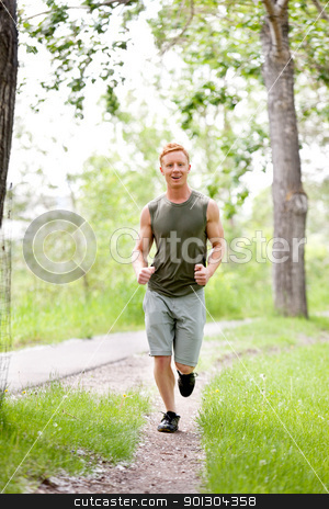To use this stock image in your creative project, please select the size you need over to the right and click the "Add to Cart" button.
Your downloaded image will come with the Cutcaster watermark removed so don’t worry about the watermark you see on this page. Young man jogging stock photo, Man jogging during morning time in a park by Tyler Olson
