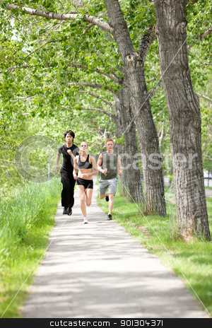 To use this stock image in your creative project, please select the size you need over to the right and click the "Add to Cart" button.
Your downloaded image will come with the Cutcaster watermark removed so don’t worry about the watermark you see on this page. Friends jogging during morning time stock photo, Friends jogging during morning time against blur background by Tyler Olson