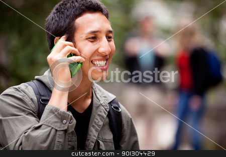 To use this stock image in your creative project, please select the size you need over to the right and click the "Add to Cart" button.
Your downloaded image will come with the Cutcaster watermark removed so don’t worry about the watermark you see on this page. Talk Phone Outdoor stock photo, A man talking on a cell phone outdoors by Tyler Olson