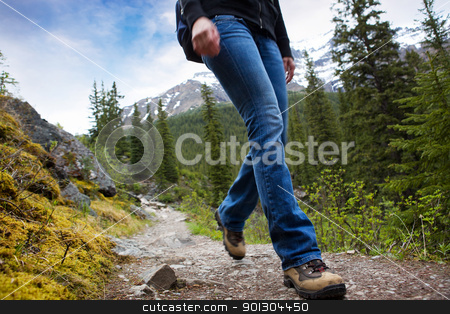 To use this stock image in your creative project, please select the size you need over to the right and click the "Add to Cart" button.
Your downloaded image will come with the Cutcaster watermark removed so don’t worry about the watermark you see on this page. Hike Detail in Mountains stock photo, A person hiking in Banff National Park, Alberta, Canada by Tyler Olson