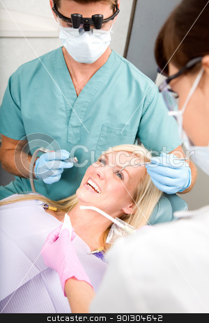 To use this stock image in your creative project, please select the size you need over to the right and click the "Add to Cart" button.
Your downloaded image will come with the Cutcaster watermark removed so don’t worry about the watermark you see on this page. Dentist Patient stock photo, A woman at the dentist about to have some drilling done by Tyler Olson