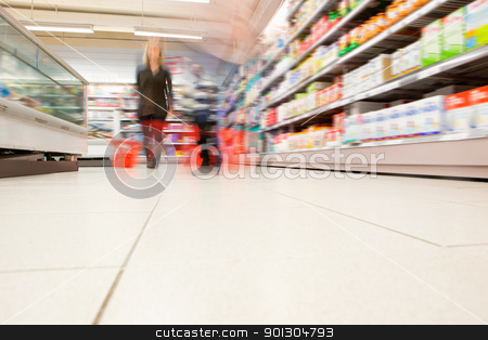 To use this stock image in your creative project, please select the size you need over to the right and click the "Add to Cart" button.
Your downloaded image will come with the Cutcaster watermark removed so don’t worry about the watermark you see on this page. Blurred view of people in supermarket stock photo, Blurred view of people in supermarket while shopping by Tyler Olson