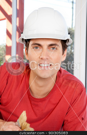 To use this stock image in your creative project, please select the size you need over to the right and click the "Add to Cart" button.
Your downloaded image will come with the Cutcaster watermark removed so don’t worry about the watermark you see on this page. Construction Worker Portrait stock photo, Portrait of a construction worker with paint brushes and white hard hat by Tyler Olson