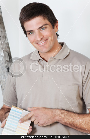 To use this stock image in your creative project, please select the size you need over to the right and click the "Add to Cart" button.
Your downloaded image will come with the Cutcaster watermark removed so don’t worry about the watermark you see on this page. Portrait of young man stock photo, Portrait of a young man showing color guide by Tyler Olson