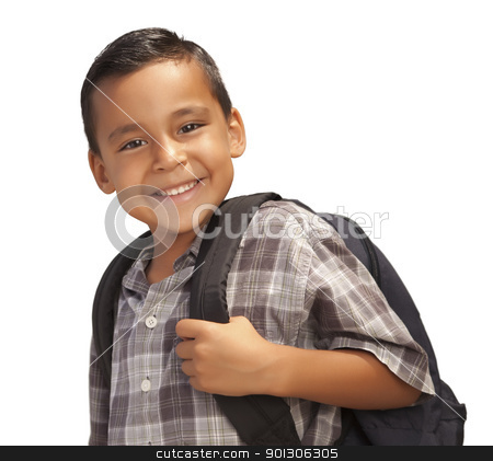 To use this stock image in your creative project, please select the size you need over to the right and click the "Add to Cart" button.
Your downloaded image will come with the Cutcaster watermark removed so don’t worry about the watermark you see on this page. Happy Young Hispanic Boy Ready for School on White stock photo, Happy Young Hispanic Boy with Backpack Ready for School Isolated on a White Background. by Andy Dean