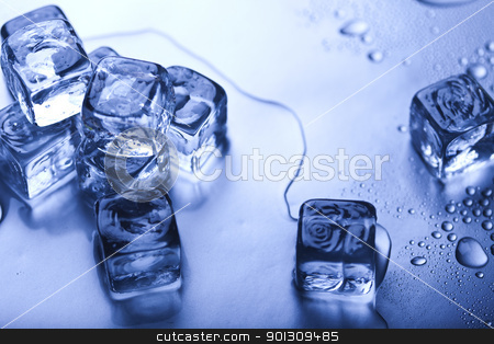 To use this stock image in your creative project, please select the size you need over to the right and click the "Add to Cart" button.
Your downloaded image will come with the Cutcaster watermark removed so don’t worry about the watermark you see on this page. Blue and shiny ice cubes stock photo, Ice can refer any of the 14 known solid phases of water. However, in non-scientific contexts, it usually describes ice Ih, which is the most abundant of these phases in Earth's biosphere. This type of ice is a soft, fragile, crystalline solid, which can appear transparent or an opaque bluish-white color depending on the presence of impurities such as air. The manufacture and use of ice cubes or crushed ice is common for drinks. by Sebastian Duda