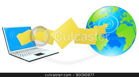 To use this stock image in your creative project, please select the size you need over to the right and click the "Add to Cart" button.
Your downloaded image will come with the Cutcaster watermark removed so don’t worry about the watermark you see on this page. Laptop computer uploading or downloading files stock vector clipart, Laptop computer uploading or downloading files to the internet represented by globe. by Christos Georghiou