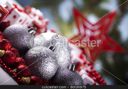 To use this stock image in your creative project, please select the size you need over to the right and click the "Add to Cart" button.
Your downloaded image will come with the Cutcaster watermark removed so don’t worry about the watermark you see on this page. Christmas winter concept stock photo, Photography of baubles and gift connected with Christmas time and Christmas tree. by Sebastian Duda