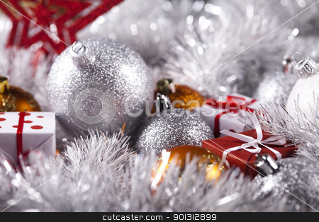 To use this stock image in your creative project, please select the size you need over to the right and click the "Add to Cart" button.
Your downloaded image will come with the Cutcaster watermark removed so don’t worry about the watermark you see on this page. Christmas background with baubles and gift stock photo, Photography of baubles and gift connected with Christmas time and Christmas tree. by Sebastian Duda