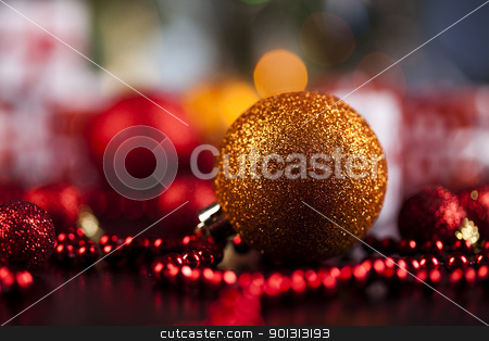 To use this stock image in your creative project, please select the size you need over to the right and click the "Add to Cart" button.
Your downloaded image will come with the Cutcaster watermark removed so don’t worry about the watermark you see on this page. Red satin Christmas bauble stock photo, Photography of baubles and gift connected with Christmas time and Christmas tree. by Sebastian Duda