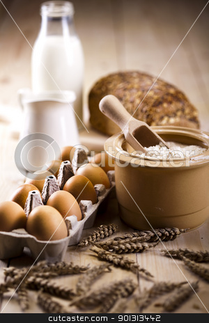To use this stock image in your creative project, please select the size you need over to the right and click the "Add to Cart" button.
Your downloaded image will come with the Cutcaster watermark removed so don’t worry about the watermark you see on this page. Bread composition stock photo, Still-life assortment of baked bread. by Sebastian Duda