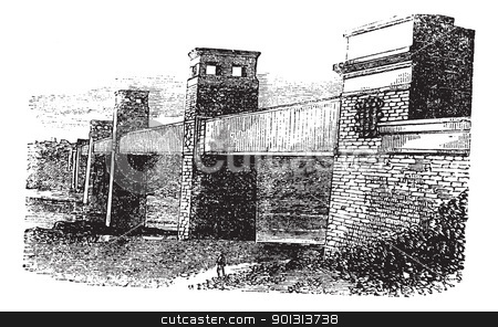 To use this stock image in your creative project, please select the size you need over to the right and click the "Add to Cart" button.
Your downloaded image will come with the Cutcaster watermark removed so don’t worry about the watermark you see on this page. Britannia Bridge, in Anglesey, Wales, United Kingdom, vintage en stock vector clipart, Britannia Bridge, in Anglesey, Wales, United Kingdom, vintage engraved illustration. Trousset encyclopedia (1886 - 1891). by Patrick Guenette