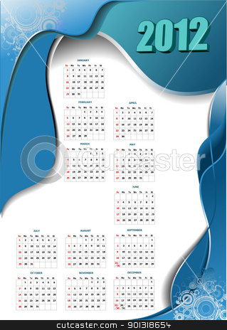 To use this stock image in your creative project, please select the size you need over to the right and click the "Add to Cart" button.
Your downloaded image will come with the Cutcaster watermark removed so don’t worry about the watermark you see on this page. 2012 calendar with wave image. Vector illustration stock vector clipart, 2012 calendar with wave image. Vector illustration by Leonid Dorfman