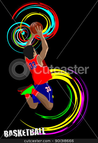 To use this stock image in your creative project, please select the size you need over to the right and click the "Add to Cart" button.
Your downloaded image will come with the Cutcaster watermark removed so don’t worry about the watermark you see on this page. Poster of Basketball player. Colored Vector illustration for des stock vector clipart, Poster of Basketball player. Colored Vector illustration for designers by Leonid Dorfman