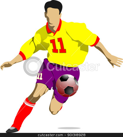 To use this stock image in your creative project, please select the size you need over to the right and click the "Add to Cart" button.
Your downloaded image will come with the Cutcaster watermark removed so don’t worry about the watermark you see on this page. Soccer players. Colored Vector illustration for designers stock vector clipart, Soccer players. Colored Vector illustration for designers by Leonid Dorfman