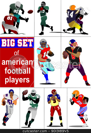 To use this stock image in your creative project, please select the size you need over to the right and click the "Add to Cart" button.
Your downloaded image will come with the Cutcaster watermark removed so don’t worry about the watermark you see on this page. Big set of American football player s silhouettes in action. Vec stock vector clipart, Big set of American football player s silhouettes in action. Vector illustration by Leonid Dorfman