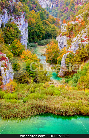 To use this stock image in your creative project, please select the size you need over to the right and click the "Add to Cart" button.
Your downloaded image will come with the Cutcaster watermark removed so don’t worry about the watermark you see on this page. Fall Season in Mountains stock photo, Scenic autumn valley landscape in the mountains of Plitvice Lakes National Park, Croatia by Rognar