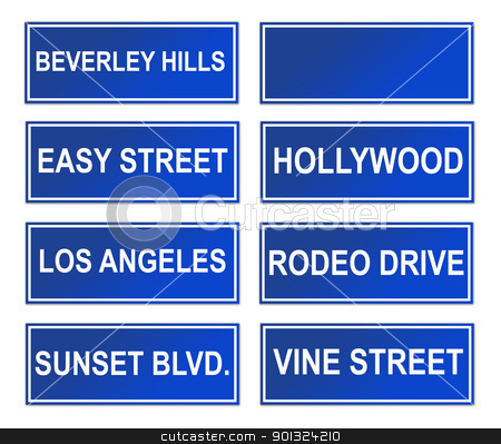 To use this stock image in your creative project, please select the size you need over to the right and click the "Add to Cart" button.
Your downloaded image will come with the Cutcaster watermark removed so don’t worry about the watermark you see on this page. Set of Los Angeles street signs stock photo, Set of famous Los Angeles street or road signs; isolated in white background. by Martin Crowdy