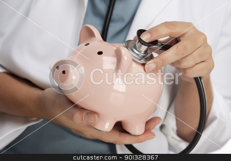 To use this stock image in your creative project, please select the size you need over to the right and click the "Add to Cart" button.
Your downloaded image will come with the Cutcaster watermark removed so don’t worry about the watermark you see on this page. Doctor Holding Stethoscope to Piggy Bank stock photo, Female Doctor Holding Stethoscope to Pink Piggy Bank Abstract. by Andy Dean