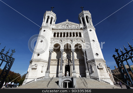 To use this stock image in your creative project, please select the size you need over to the right and click the "Add to Cart" button.
Your downloaded image will come with the Cutcaster watermark removed so don’t worry about the watermark you see on this page. front cathedral stock photo, front of lyon Cathedral and blue sky by vwalakte