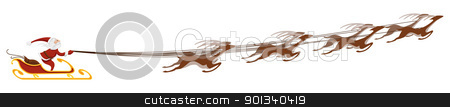 To use this stock image in your creative project, please select the size you need over to the right and click the "Add to Cart" button.
Your downloaded image will come with the Cutcaster watermark removed so don’t worry about the watermark you see on this page. Santa Claus and his sleigh stock vector clipart, Stylised illustration of Santa and his reindeer by Christos Georghiou
