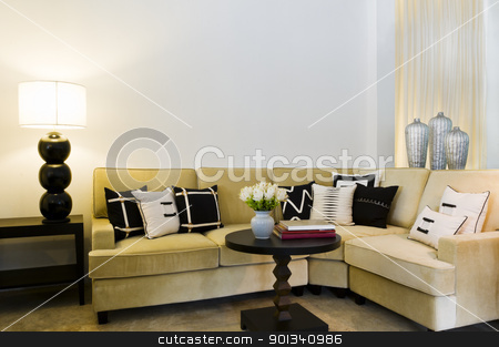 To use this stock image in your creative project, please select the size you need over to the right and click the "Add to Cart" button.
Your downloaded image will come with the Cutcaster watermark removed so don’t worry about the watermark you see on this page. Contemporary sofa seating area stock photo, Contemporary sofa seating area beautiful interior design by Ulrich Schade