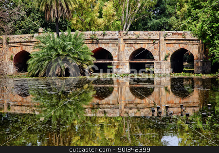 To use this stock image in your creative project, please select the size you need over to the right and click the "Add to Cart" button.
Your downloaded image will come with the Cutcaster watermark removed so don’t worry about the watermark you see on this page. Athpula Stone Bridge Reflection Lodi Gardens New Delhi India stock photo, Athpula Eight Piers Stone Bridge Reflection Lodi Gardens New Delhi India 17th Century Bridge by William Perry