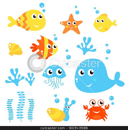 To use this stock image in your creative project, please select the size you need over to the right and click the "Add to Cart" button.
Your downloaded image will come with the Cutcaster watermark removed so don’t worry about the watermark you see on this page. Marine Life - Sea and fishes collection isolated on white stock vector clipart, Exotic fishes and Sea animals big collection. Vector cartoon Illustration.
by BEEANDGLOW