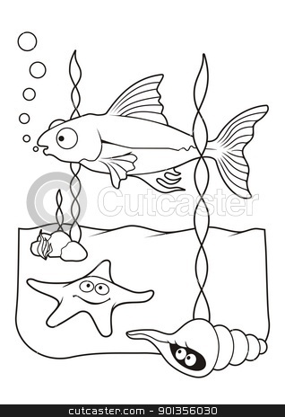 Sea life coloring book stock vector