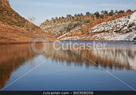 To use this stock image in your creative project, please select the size you need over to the right and click the "Add to Cart" button.
Your downloaded image will come with the Cutcaster watermark removed so don’t worry about the watermark you see on this page. mountain lake in Colorado stock photo, Horsetooth Reservoir near Fort Collins, Colorado in late fall or winter scenery by Marek Uliasz