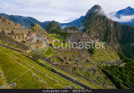 To use this stock image in your creative project, please select the size you need over to the right and click the "Add to Cart" button.
Your downloaded image will come with the Cutcaster watermark removed so don’t worry about the watermark you see on this page. Machu Pichu stock photo, View of the archeological site of Machu Pichu by Kobby Dagan