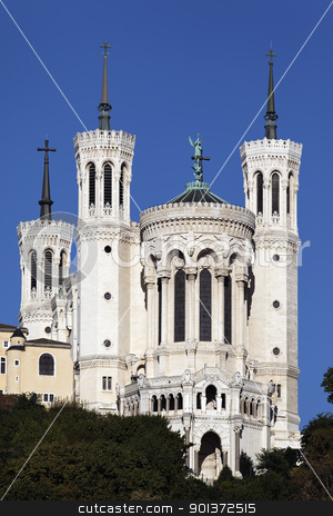 To use this stock image in your creative project, please select the size you need over to the right and click the "Add to Cart" button.
Your downloaded image will come with the Cutcaster watermark removed so don’t worry about the watermark you see on this page. the basilica stock photo, Lyon basilica in the big blue sky by vwalakte