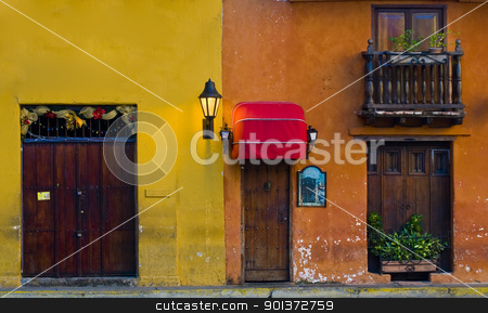 To use this stock image in your creative project, please select the size you need over to the right and click the "Add to Cart" button.
Your downloaded image will come with the Cutcaster watermark removed so don’t worry about the watermark you see on this page. Cartagena de Indias stock photo, The architecture of
