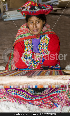 To use this stock image in your creative project, please select the size you need over to the right and click the "Add to Cart" button.
Your downloaded image will come with the Cutcaster watermark removed so don’t worry about the watermark you see on this page. Peruvian woman weaving stock photo, Cusco , Peru - May 26 2011 : Quechua Indian woman weaving with strap loom by Kobby Dagan