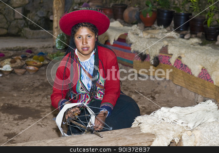 To use this stock image in your creative project, please select the size you need over to the right and click the "Add to Cart" button.
Your downloaded image will come with the Cutcaster watermark removed so don’t worry about the watermark you see on this page. Peruvian woman weaving stock photo, Cusco , Peru - May 26 2011 : Quechua Indian woman weaving by Kobby Dagan