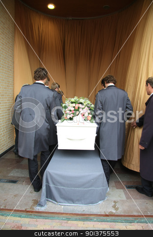To use this stock image in your creative project, please select the size you need over to the right and click the "Add to Cart" button.
Your downloaded image will come with the Cutcaster watermark removed so don’t worry about the watermark you see on this page. Funeral preparations stock photo, Funeral home employees preparing a casket for a funeral service by Porto Sabbia