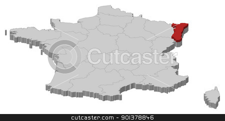 To use this stock image in your creative project, please select the size you need over to the right and click the "Add to Cart" button.
Your downloaded image will come with the Cutcaster watermark removed so don’t worry about the watermark you see on this page. Map of France, Alsace highlighted stock vector clipart, Political map of France with the several regions where Alsace is highlighted. by Schwabenblitz
