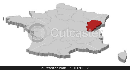 To use this stock image in your creative project, please select the size you need over to the right and click the "Add to Cart" button.
Your downloaded image will come with the Cutcaster watermark removed so don’t worry about the watermark you see on this page. Map of France, Franche-Comte highlighted stock vector clipart, Political map of France with the several regions where Franche-Comt is highlighted. by Schwabenblitz