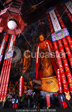 To use this stock image in your creative project, please select the size you need over to the right and click the "Add to Cart" button.
Your downloaded image will come with the Cutcaster watermark removed so don’t worry about the watermark you see on this page. Buddhist Statue Jade Buddha Temple Jufo Si Shanghai China stock photo, Jade Buddha Temple Jufo Si Shanghai China Most famous buddhist temple in Shanghai by William Perry