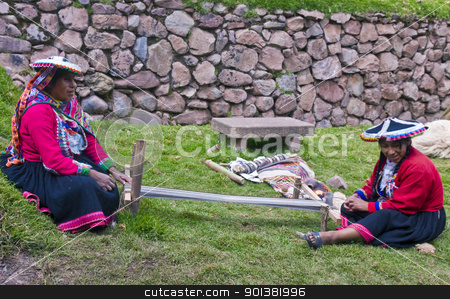 To use this stock image in your creative project, please select the size you need over to the right and click the "Add to Cart" button.
Your downloaded image will come with the Cutcaster watermark removed so don’t worry about the watermark you see on this page. Peruvian women weaving stock photo, Cusco , Peru - May 26 2011 : Quechua Indian women weaving with strap loom by Kobby Dagan