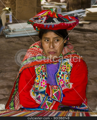 To use this stock image in your creative project, please select the size you need over to the right and click the "Add to Cart" button.
Your downloaded image will come with the Cutcaster watermark removed so don’t worry about the watermark you see on this page. Peruvian woman weaving stock photo, Cusco , Peru - May 26 2011 : Quechua Indian woman weaving with strap loom by Kobby Dagan