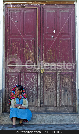 To use this stock image in your creative project, please select the size you need over to the right and click the "Add to Cart" button.
Your downloaded image will come with the Cutcaster watermark removed so don’t worry about the watermark you see on this page. Peruvian woman stock photo, Cusco , Peru - May 30 2011 : Peruvian woman seat near a door in a street in Cusco Peru by Kobby Dagan