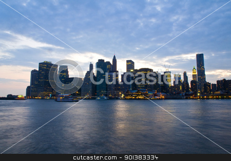 To use this stock image in your creative project, please select the size you need over to the right and click the "Add to Cart" button.
Your downloaded image will come with the Cutcaster watermark removed so don’t worry about the watermark you see on this page. New York night skyline stock photo, New York city skyline by night taken from Brooklyn by Kobby Dagan
